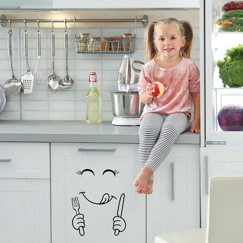 2pcs Smile Refrigerator Stickers Vinyl Refrigerator Wrap Fridge Wrap  Refrigerator