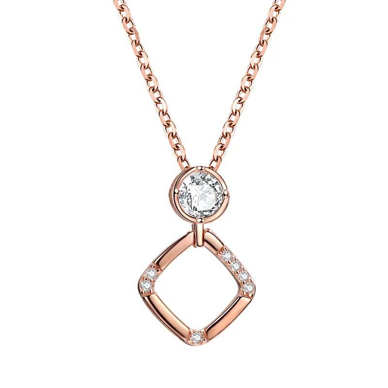 Diamond Micro-inlaid Necklace for Women Simple Light Luxury High-end Collarbone Chain Valentine's Day Gift for Girlfriend