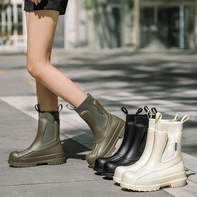 Botas de Lluvia de Goma Antideslizantes de Media Pantorrilla para Mujer