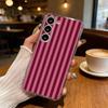 B-Burgundy White S-Stripe Phone Case For Samsung Galaxy S24 S25 S23 S22 S21 Plus S24 S25 Transparent Cover Case