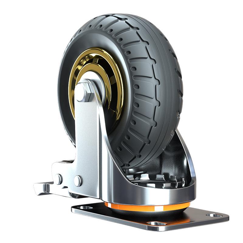 3-Inch Heavy Duty Swivel Wheel Hand Truck with Brake and Silent Rubber Casters