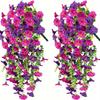 2 Stück künstliche hängende Blumen UV-beständig Fälschungs-Pflanzen Hängender Rattan Perfekt für Haushalt Garten Hochzeiten Vielseitige Außendekoration