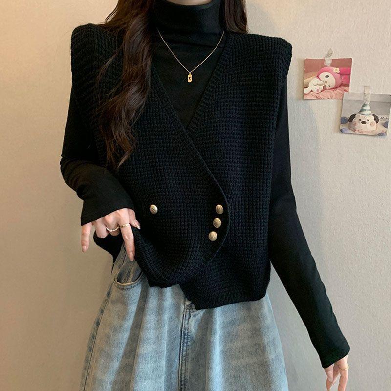 Women's Knitted Vest Gilet Spring Loose Lazy Style Women's Sweater Cardigan Outerwear Top