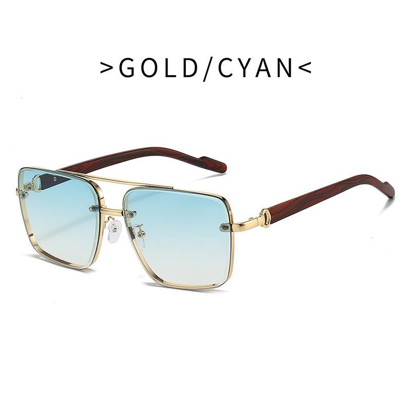 

Мужские трендовые квадратные солнцезащитные очки с металлической двойной переносицей и дужками под дерево