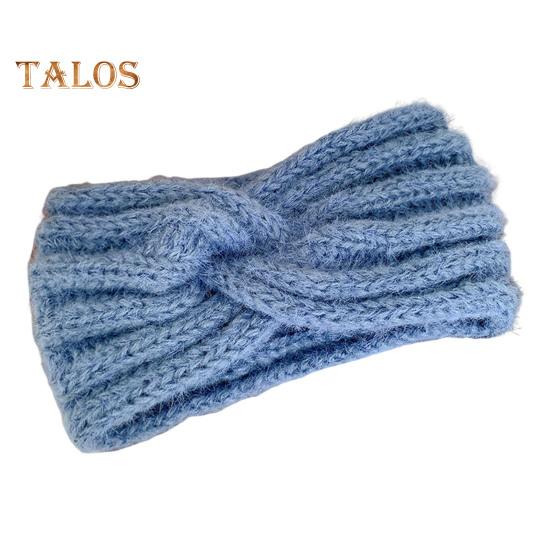 

Женская зимняя повязка на голову, однотонная, с декором в виде крученой пряжи, теплая, удобная, для ушей, аксессуар для волос синий