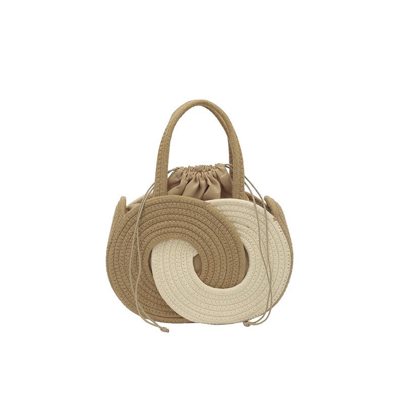 2026 Women's Color Block Straw Woven Beach Bag - Stylish, Elegant & Versatile Shoulder Tote