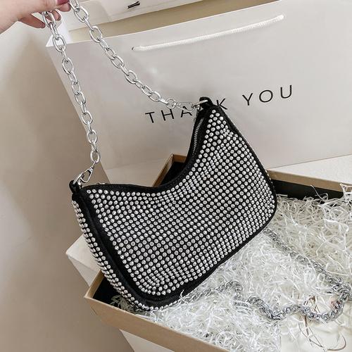 Fashion Rhinestone Crossbody Bag Women Shiny Chain Evening Clutch Totes Casual Lady Shoulder Messenger Pouch