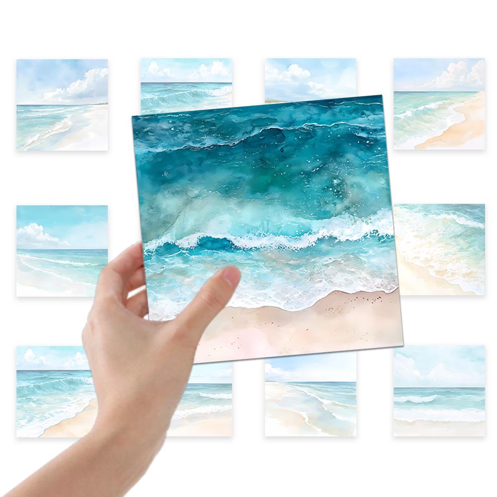 24pcs, Beach Theme Scrapbook Paper, A5 Size, DIY Journals, Material Paper, Patchwork, Photo Albums, Notebooks, Decorations