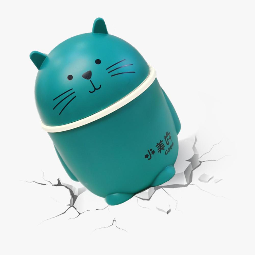 Kawaii Cartoon Cat Trash Can Portable Garbage Storage Bin Paper Basket Desktop Waste Box  Bedroom