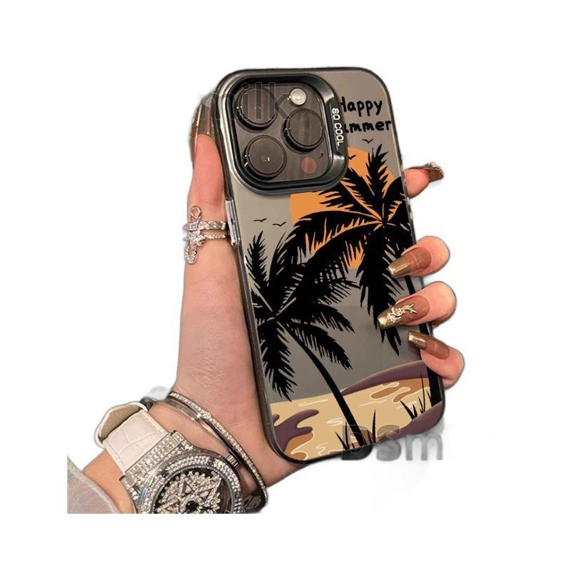 Applicable To Coconut Tree iPhone15Pro Mobile Phone Case 15 Laser 14 Apple 13 Anti-drop 11XsMax Hard 78plus