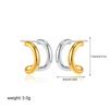 Geometric Stainless Steel Gold Sliver Color Bilayer Stud Earring for Women Irregular Metal Texture Fashion Jewelry Gift