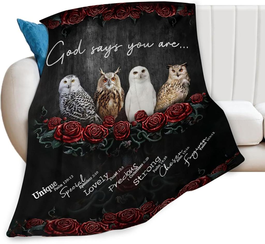 Owl Blanket Hat Coffee Cup Print Gifts for Women Kids Girls Mom Home Bedroom Living Room Decor Cartoon Throw Blankets