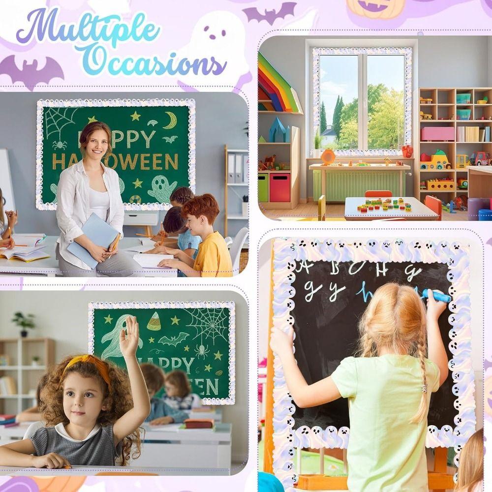 Self Adhesive Halloween Border Stickers Waterproof Classroom Border Trim Bulletin Board Decorating