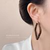 Hot in autumn and winter, leopard print flocking exaggerated wind geometric earrings, needle explosive earrings