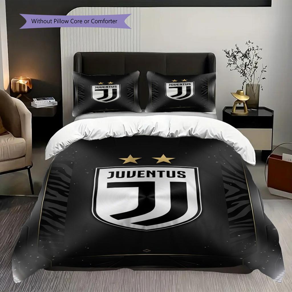 Juventus: Passion Glory Dreiteiler (1 Bettbezug + 2 Kissenbezüge, ohne Füllung) Weihnachts-Geburtstagsgeschenk Weiches und bequemes Bettwäsche-Set