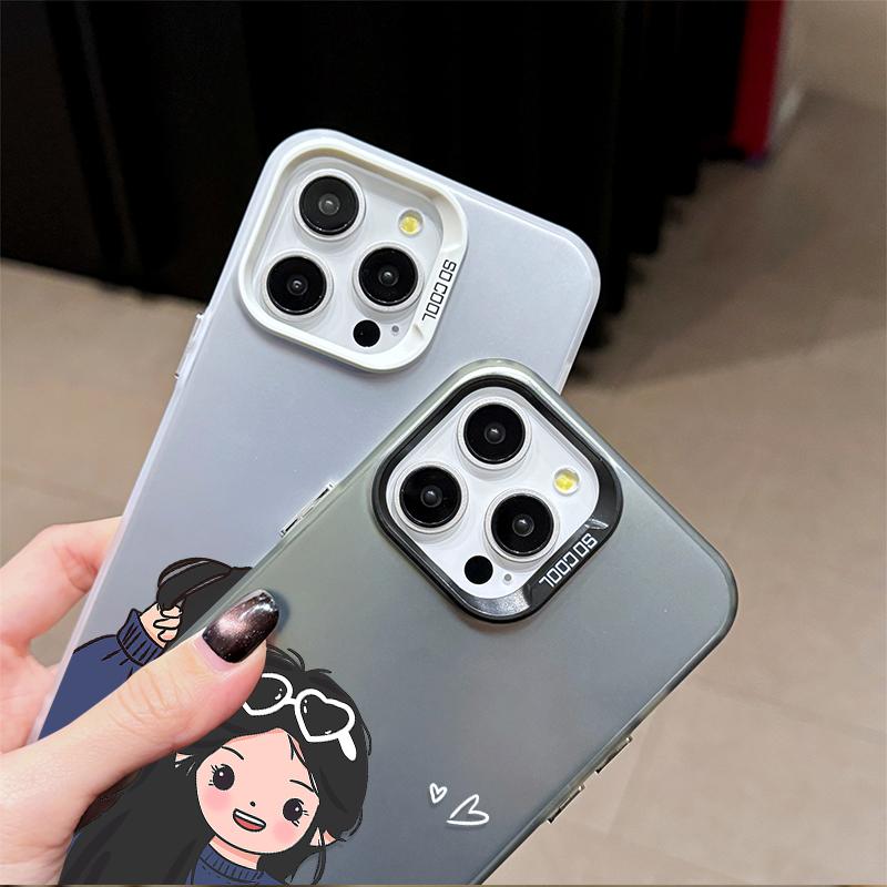 Lovely Boy& Girl Couple Paired Funda iPhone Cases For iPhone 17 16 15 13 12 11 ProMax Pro Plus Shockproof Coque Phone Cover