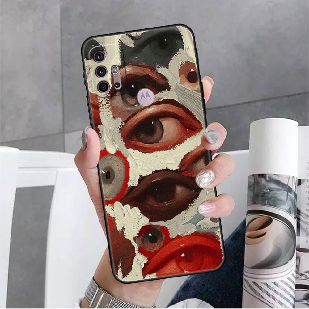 Scary Face Eyes Smiley Case For Motorola G30 G9 Play G82 G52 G60 G8 G9 Power G50 One Fusion Edge 30 20 Black Soft Phone Capas
