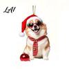 Fashionable Cute Dog Keychain Gift Crown Acrylic Keychain 2D Flat Backpack Lightweight Hanging Ornament Charm Animal Key Ring with Lanyard