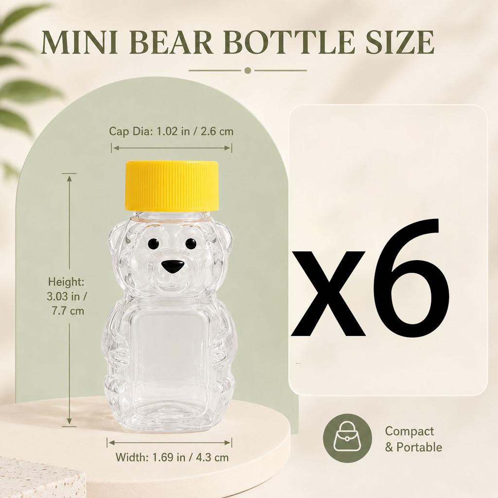 Plastic Transparent Disposable Cartoon Bear Juice Bottle, Small Capacity Dispensing Bottle, 60ml Honey Bottle