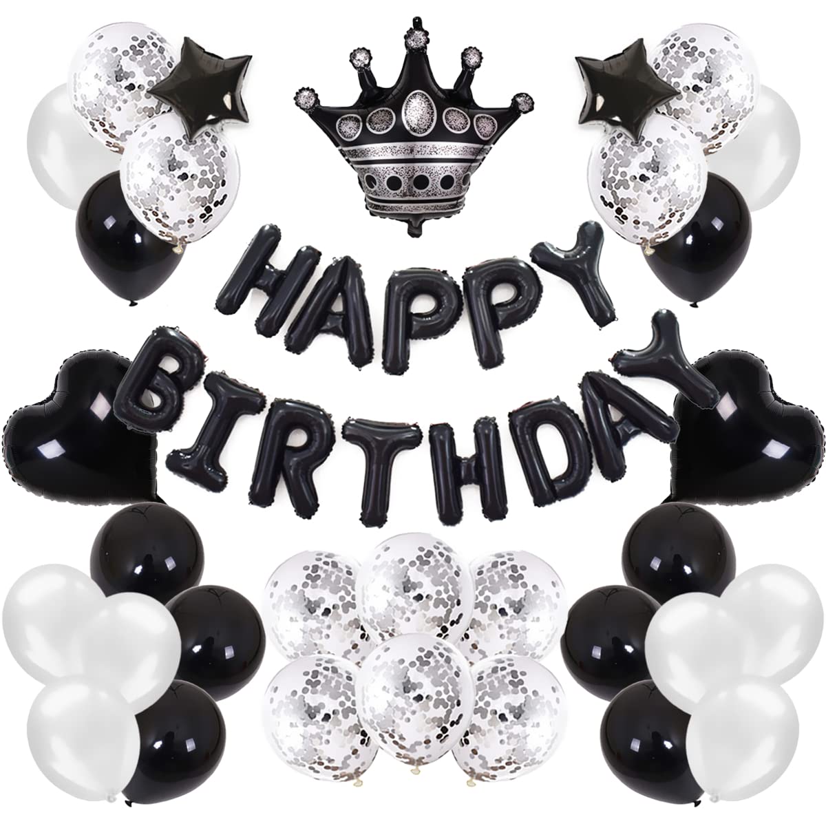 

G&H Birthday Balloon Decoration Set Happy Birthday Balloons Black and White