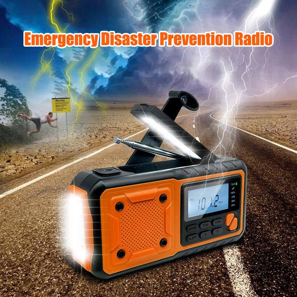 

Портативное аварийное радио, наружное ручное радио с заводным фонариком, зарядное устройство 4000 мАч