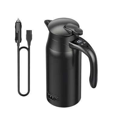 Vysokokapacitní elektrická konvice do auta 800 ml s digitální regulací teploty, dvouvrstvou izolací, univerzální 12V 24V
