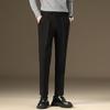 Light luxury winter woolen trousers men's casual pants men's slim straight trousers British elastic casual trousers nine points