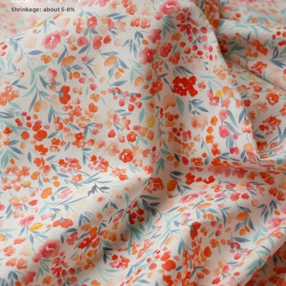 Pre-Cut 140x50cm Printed Poplin Fabric Pure Cotton Soft Touch Small Floral Fabric DIY Breathable Sewing Cloth Summer
