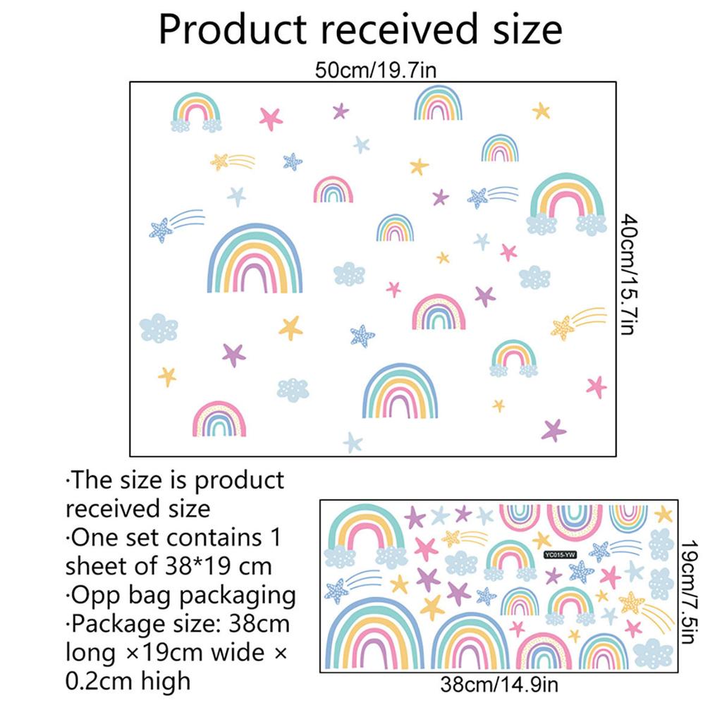 Yc015-Yw Rainbow Clouds Stars Fluorescent Wall Sticker Bedroom Living Room Children'S Room Decoration Self-Adhesive Wall Sticker