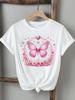 (Asian Size) flower butterfly cute Clothing Tee Top female Print Female T Shirt Woman Women Fashion Short Sleeve Graphic T-shirts
