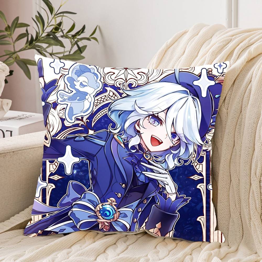 Cute F-Furina G-Genshin Impact Pillow Case Cushion Cover Soft Cute Throw Pillow Case For Car Sofa Pillowcase Polyester