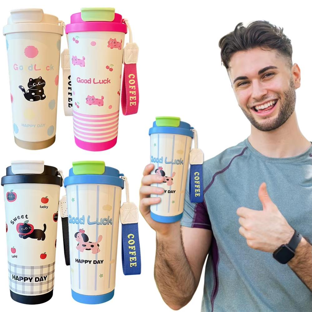 Leak-Proof Insulated Water Bottle Thermal Insulation Coffee Cup Cute Stainless Steel Mug  Daily Use