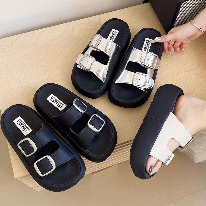 Super angesagte JX mit Rock, Pantoletten mit dicker Sohle, Sommermode und hochwertige neue französische Sandalen mit flacher Sohle zum Ausgehen 2025