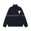 Übergroßer Strickpullover mit Herzjacquard Rundhalsausschnitt Lockerer Schnitt Unisex Lässiger Pullover