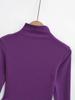 Pure Desire Women's High Neck Irregular Hem Long Sleeve T-shirt - Spring/Autumn Elastic Fit