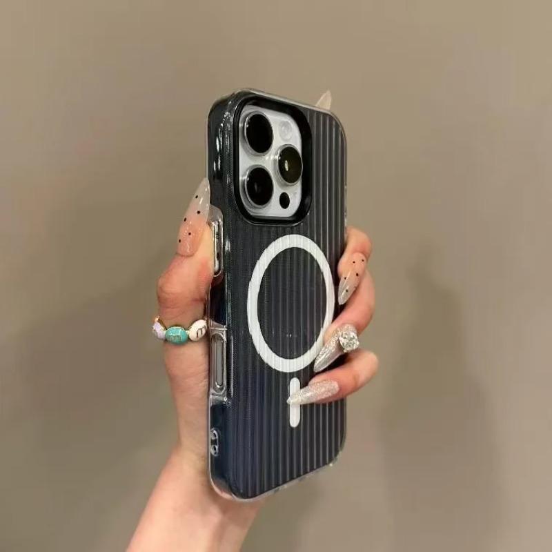 Candy Colour Luggage Striped Magnetic Hard Protect Cases For IPhone 16 15 14 13 Pro Max Shockproof Wireless Charging Phone Cover