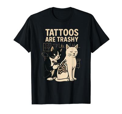 Camiseta Graciosa Gato Tatuador Chiste Tinta Humor Sarcástico Amante de los Tatuajes