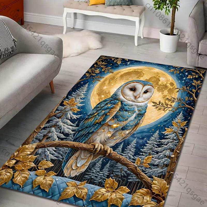 Magic Academy Owl Print Rug Carpet for Living Room Children Bedroom Mat Sofa Doormat Floor Rug Home Decor Anti Slip Mat for Gift