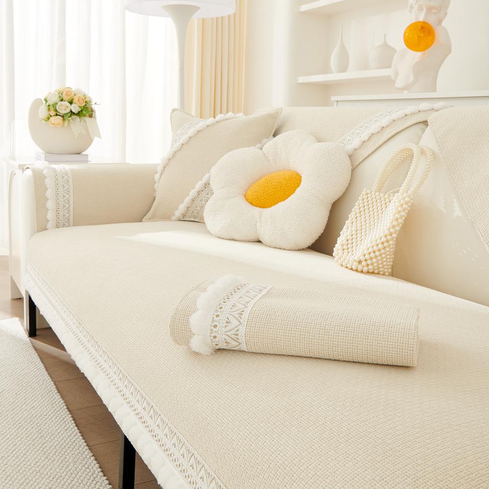 Fresh Cotton and Linen Sofa Cushion Four Seasons Universal Cushion Blanket Non-Slip Sofa Cover Cover Cloth