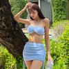 Direct Approval of Korean Version of Bikini Swimsuit Women's Sexy Tube Top Three-piece Skirt-style Hot Spring Vacation Swimsuit