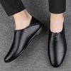 Round Toe Italian Casual Cow Leather Loafers Dress Shoes for Man Gents Genuine Leather Handmade Dress Men's Office Shoes