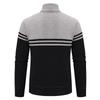 2024 Men's Fleece-Lined Color Block Cardigan Sweater for Autumn/Winter