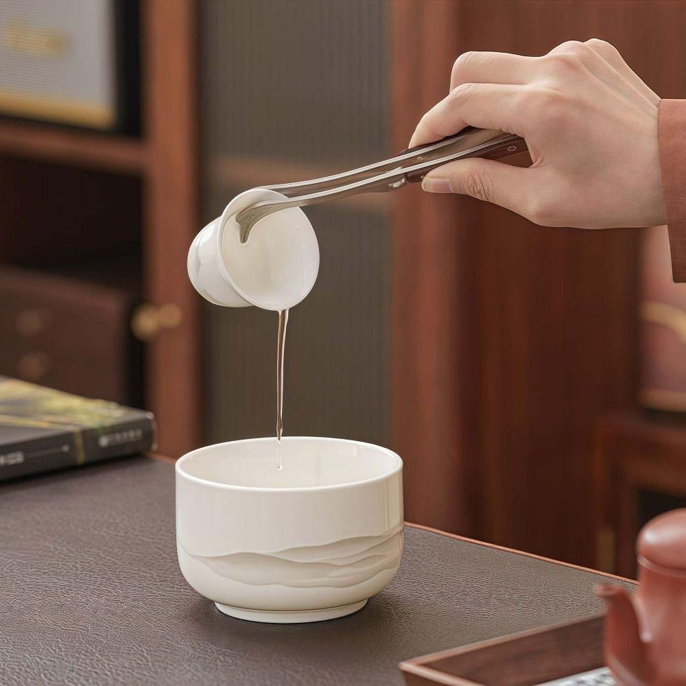 Hot Stainless Steel Tea Cup Tweezers Tea Ceremony Thickened Tea Brewing Skills Tools Tea Tongs for Teacup