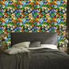 Blue and gold stained glass flowers wallpaper for living room and bedroom 50x1000