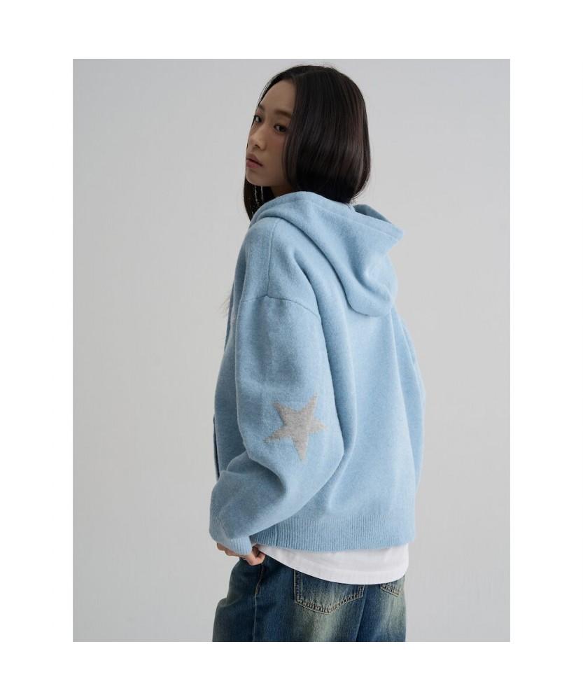 8Seconds Embroidered Point Hooded Cardigan Sky Blue