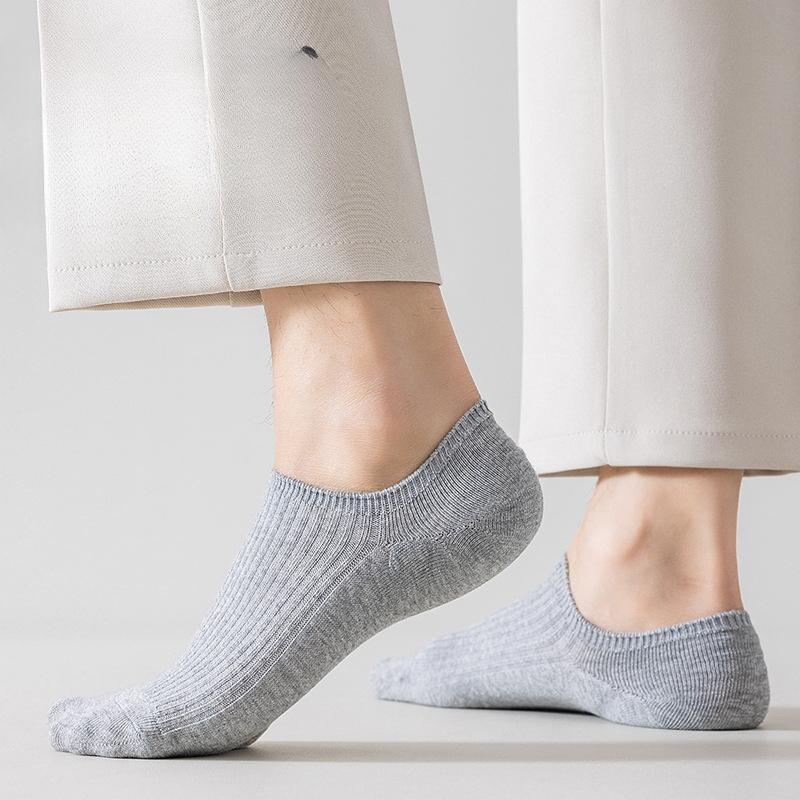 Spring and Summer Invisible Short Socks, Double-needle Solid Color Anti-pilling Cotton Socks, Business Socks