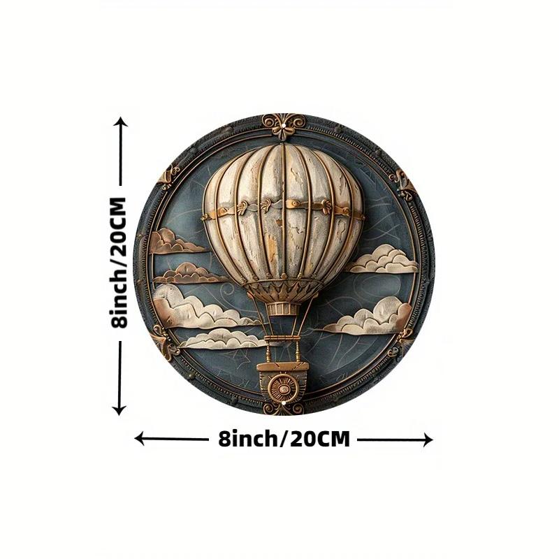 Wood Hot Air Balloon Wooden Sign, for Church Front Door Wall Hanging Decor Ideal, Home, Room, Farmhouse, Street, Shop, Garage, Bar, Garden, and Coffee