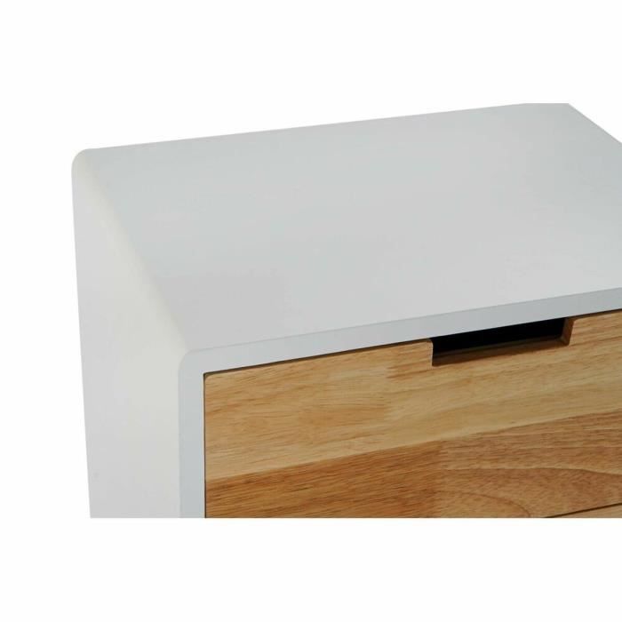 Table De chevet style scandi naturel, blanc, grenat rubberwood, paulownia
