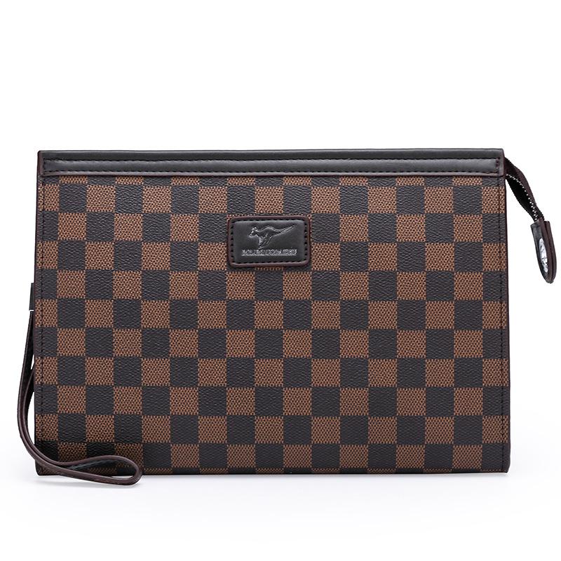 TS JYL laptop bag,Men Clutch High Grade Business Casual Large Handbag Grid Pattern Bag