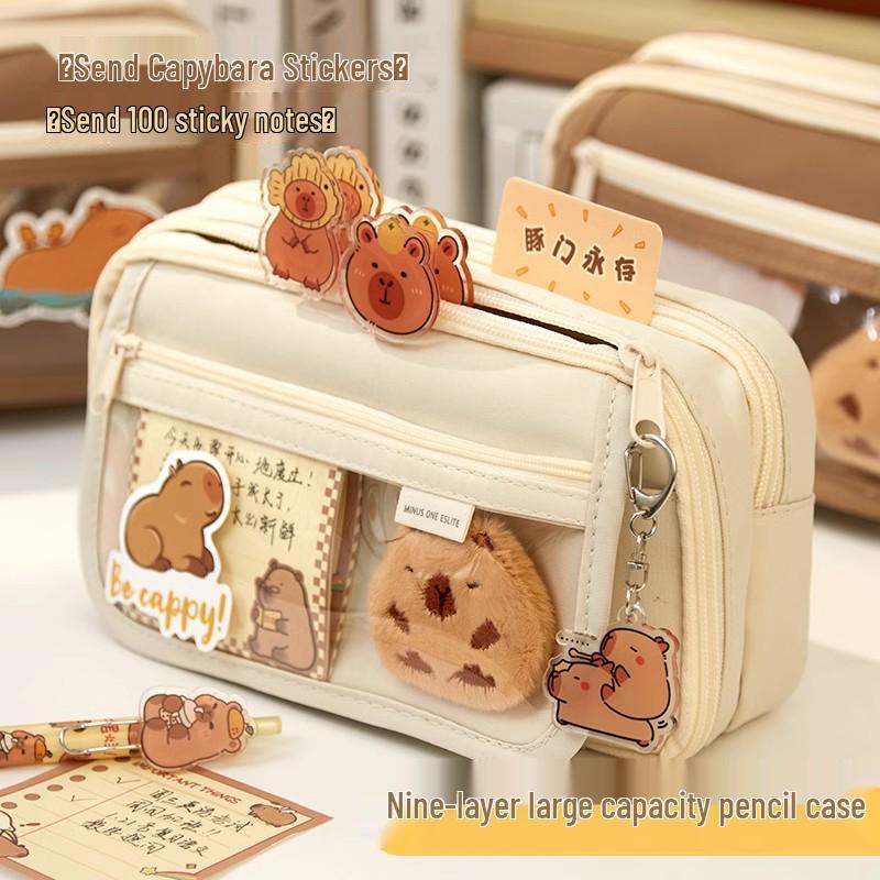 Piórnik Kapibara, Design 2024, Duża Pojemność, Unisex, dla Uczniów Szkolnych, Modna i Praktyczna Torba na Artykuły Papiernicze.